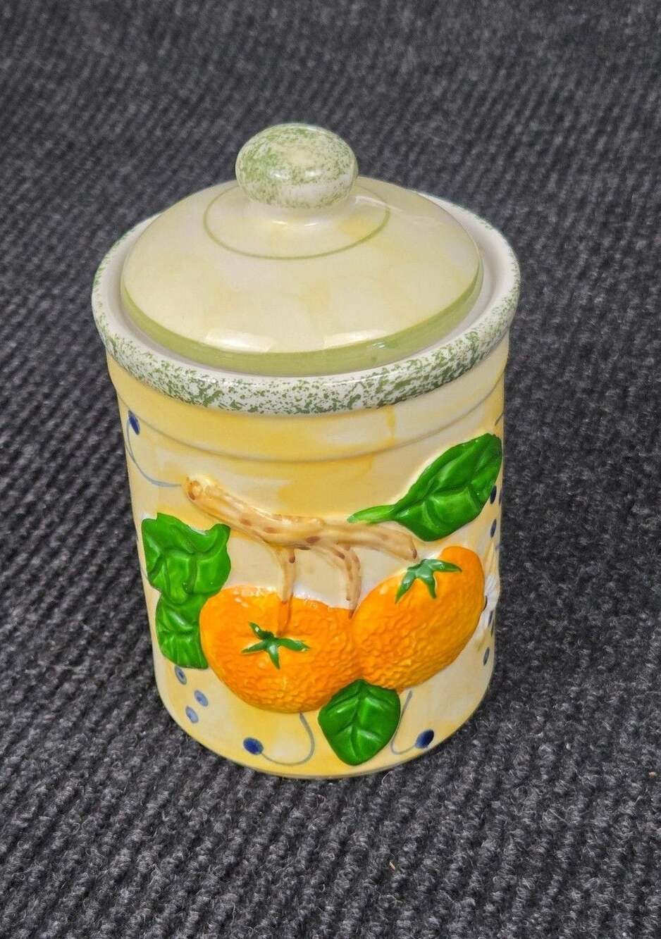 Ceramic Canister Citrus Orange Fruit Kitchen Storage With Lid